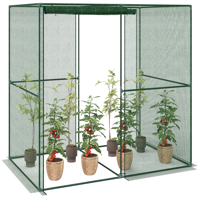 Outsunny 6' x 4' x 6' Crop Cage, Plant Protection Tent with Zippered Doors for Vegetable Garden, Backyard, Green