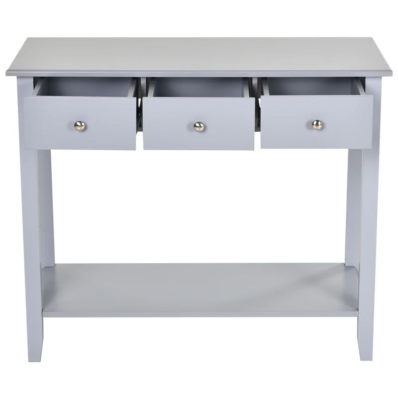 HOMCOM Console Table Industrial Desk with Drawer Bottom Shelf & Large Tabletop for Entryway or Living Room, Grey