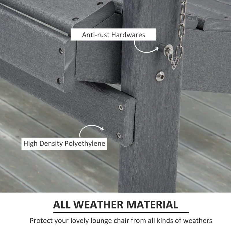 Outsunny 3 Piece Adirondack Chair Set of 2, HDPE Folding Fire Pit Chairs and Patio Side Table, Outdoor Furniture with Slatted Seat, High Backrest, Armrests, Dark Gray
