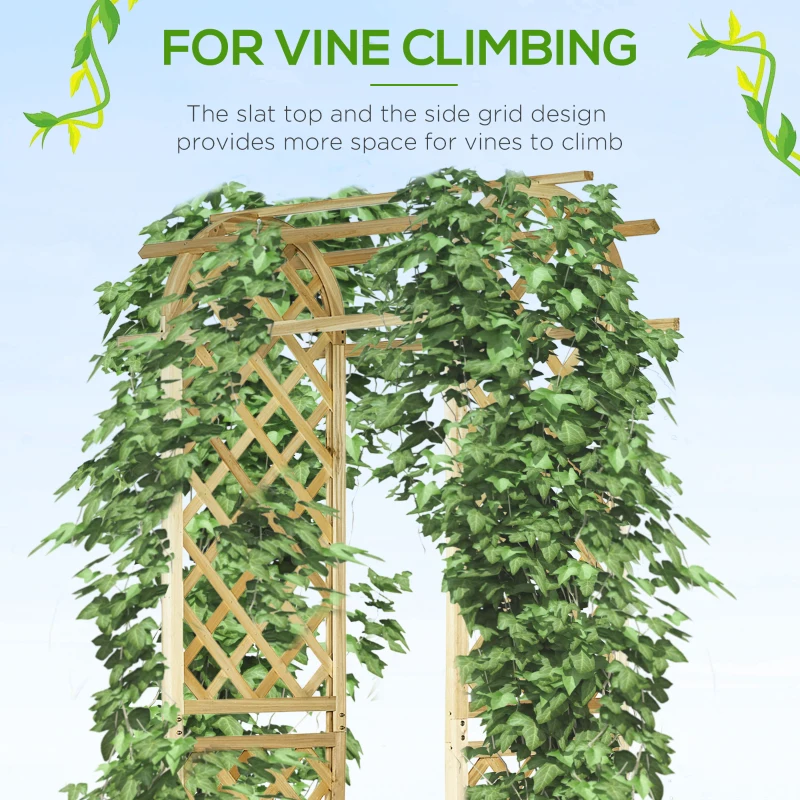 Outsunny 7.5' Wooden Wedding Arch, Garden Arch Arbor for Climbing Plants & Trellis Design, Great for Vines, or as Balloon Decoration Stand for Indoor Outdoor Ceremony, Party, Backdrop, Natural