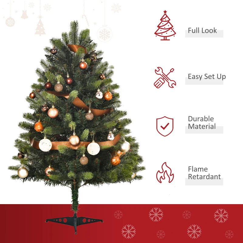 HOMCOM 3' Lit Full Fir Artificial Christmas Tree with Realistic Branches, 60 LED and 227 Tips, Green