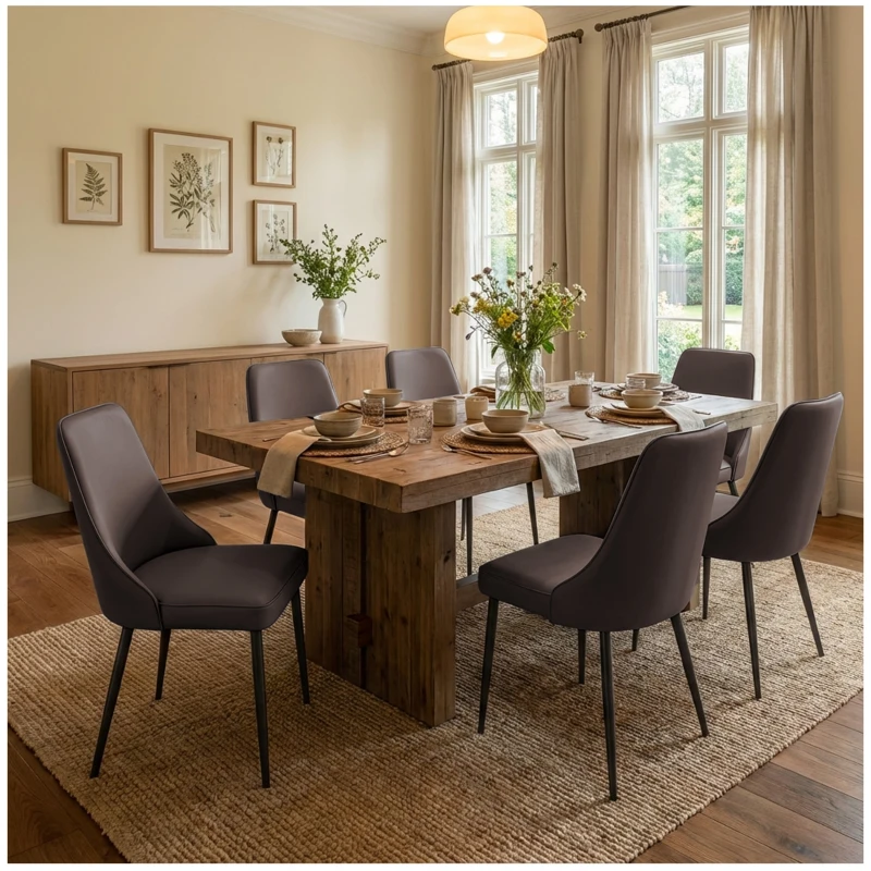Modern Dining Chairs Set of 1, Upholstered Dining Room Chairs with Thick Cushions, Mid Century Modern Kitchen Chairs with Metal Legs for Kitchen/Living Room/Restaurant (1, Brown)