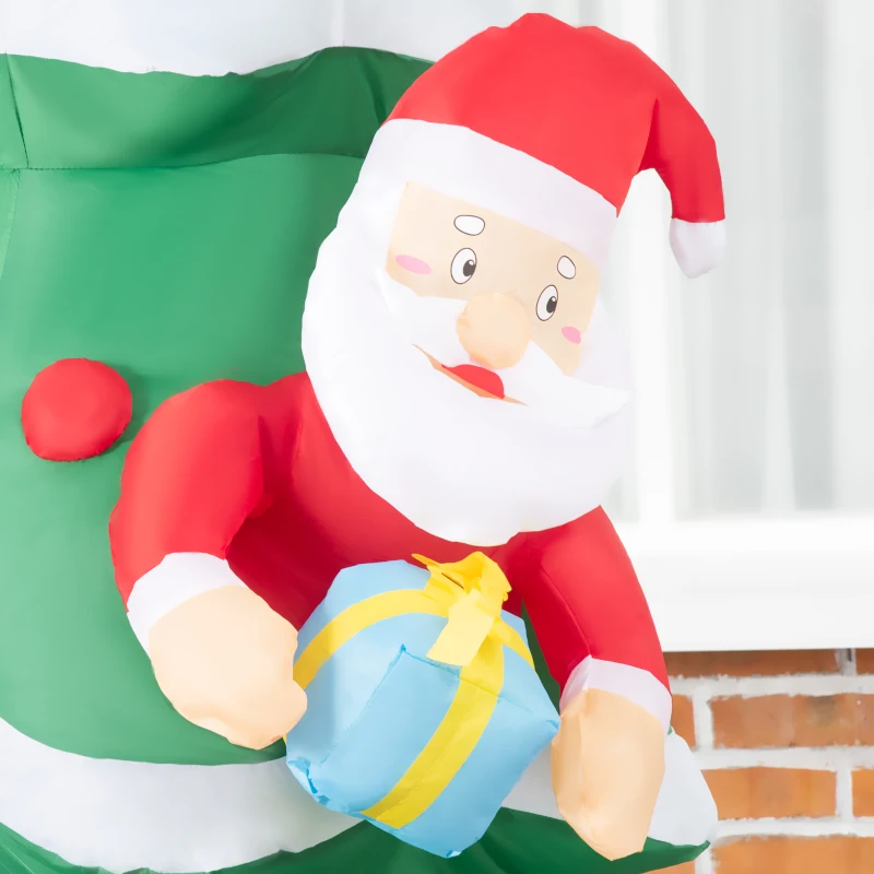 Outsunny 6ft Inflatable Christmas Tree Decorations with Santa Claus and A White Dog, Blow-Up Outdoor LED Yard Christmas Decor for Lawn Garden Party
