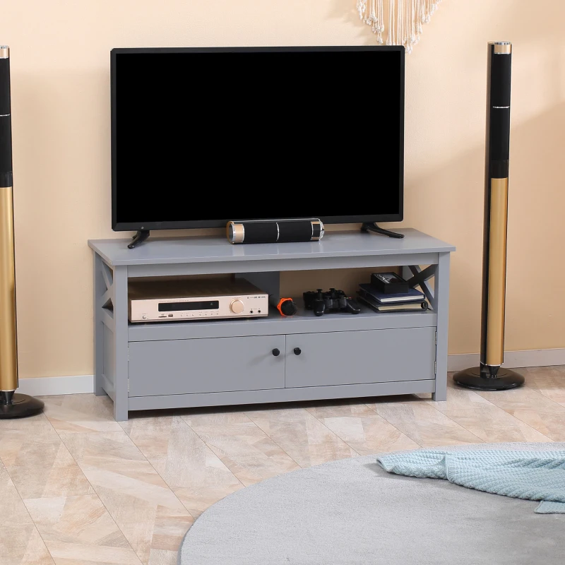 HOMCOM TV Stand, Entertainment Center with Storage, 46" TV Space, Gray