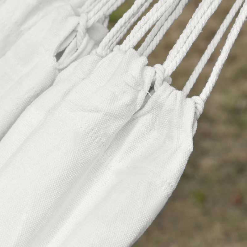 Outsunny Extra Large Boho Hammock with Macrame Tassel Fringe, Includes Carrying Bag, Indoor Outdoor Tree Hammock, White
