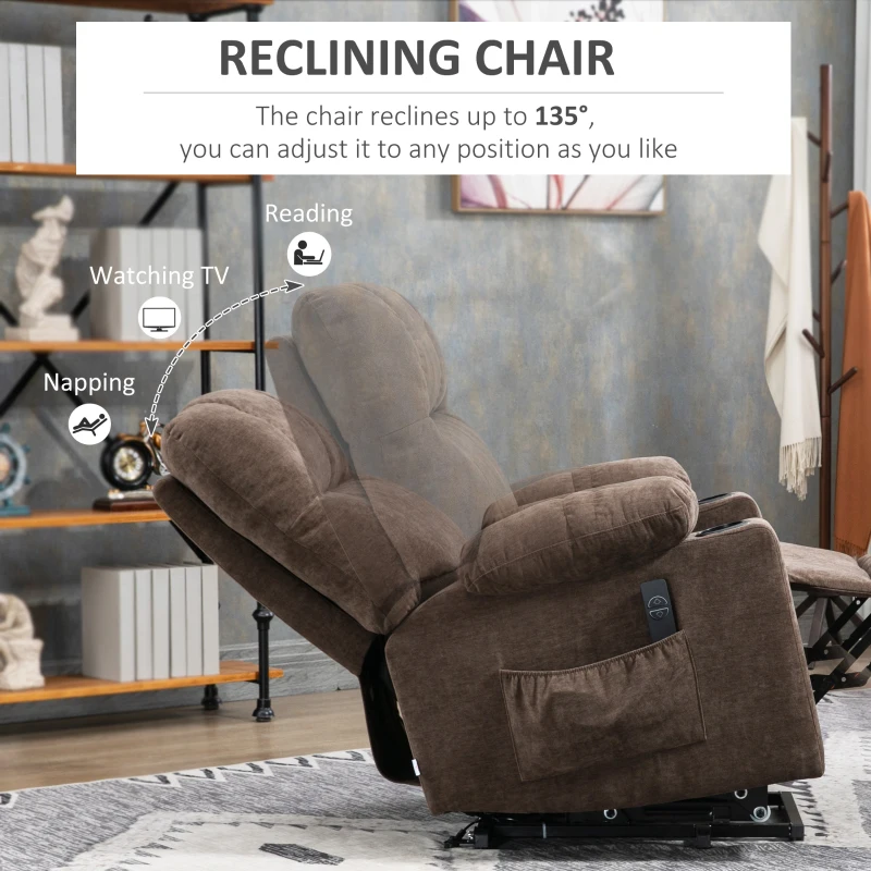 HOMCOM Lift Chair Recliners for Elderly with Footrest, Coffee