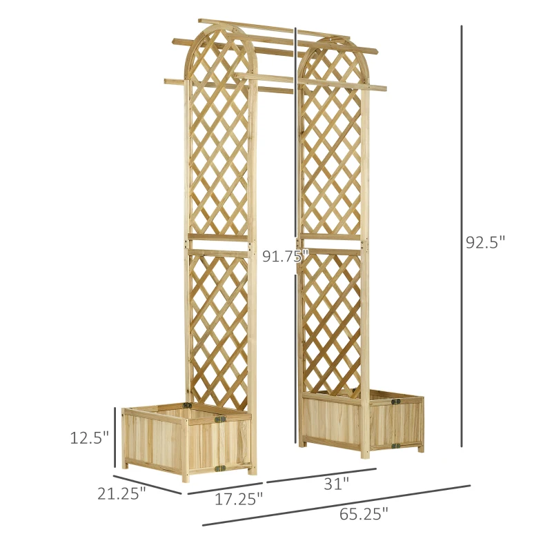 Outsunny 7.5' Wooden Wedding Arch, Garden Arch Arbor for Climbing Plants & Trellis Design, Great for Vines, or as Balloon Decoration Stand for Indoor Outdoor Ceremony, Party, Backdrop, Natural