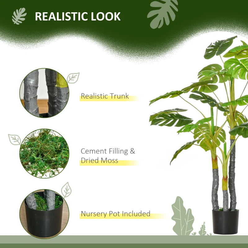 HOMCOM 4FT Artificial Monstera Tree, Faux Decorative Plant in Nursery Pot for Indoor or   Décor