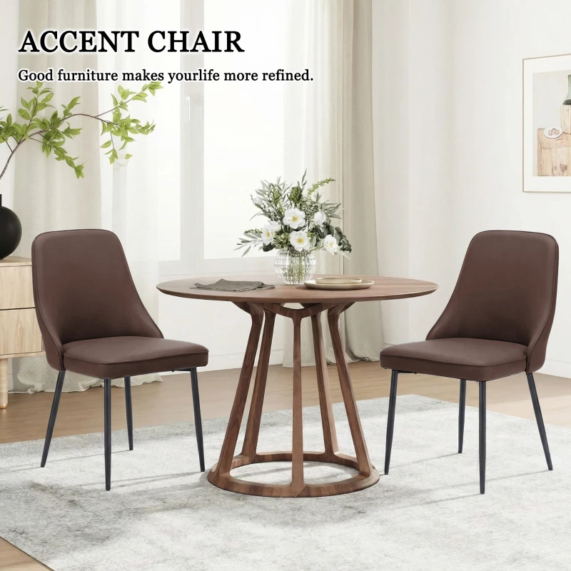 Modern Dining Chairs Set of 1, Upholstered Dining Room Chairs with Thick Cushions, Mid Century Modern Kitchen Chairs with Metal Legs for Kitchen/Living Room/Restaurant (1, Brown)