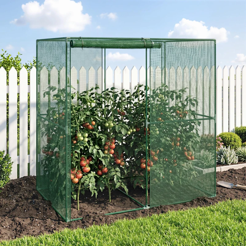 Outsunny 6' x 4' x 6' Crop Cage, Plant Protection Tent with Zippered Doors for Vegetable Garden, Backyard, Green