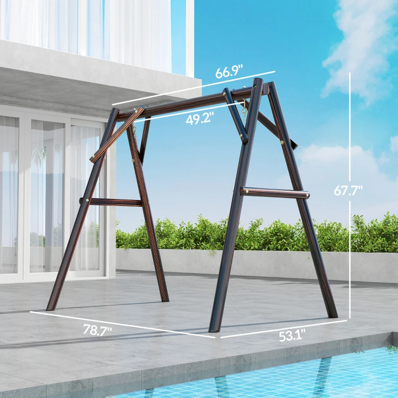 Outsunny 660 lbs Porch Swing Frame, A-Frame Hanging Chair Stand Only for DIY Painting, Swing Chair Stand for Backyard, Patio