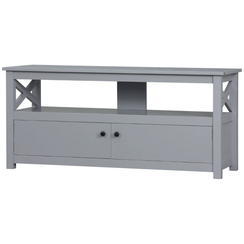 HOMCOM TV Stand, Entertainment Center with Storage, 46" TV Space, Gray