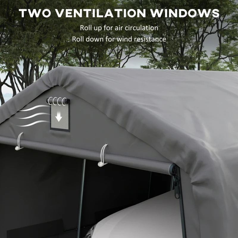 Outsunny Carport 12' x 20' Portable Garage, Heavy Duty Car Port Canopy with Ventilation Windows and Large Roll-up Door, Gray