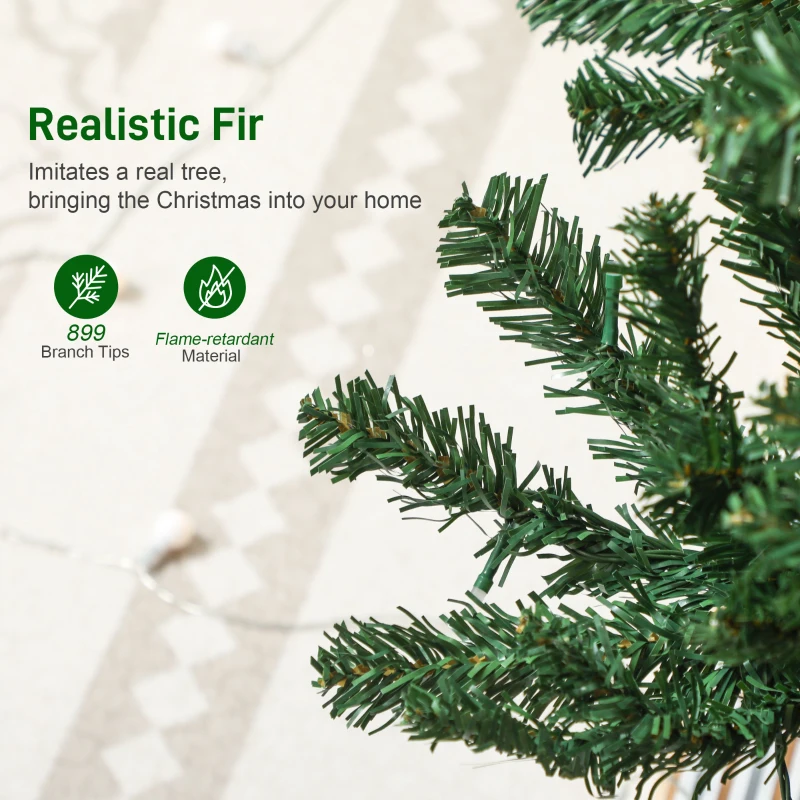 HOMCOM 6ft Artificial Christmas Tree with Colorful DIY Synchronized Lights, Remote, Hinged Slim Fir with Daily Timer