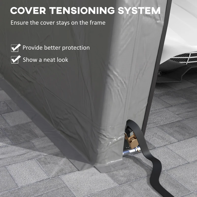 Outsunny Carport 12' x 20' Portable Garage, Heavy Duty Car Port Canopy with Ventilation Windows and Large Roll-up Door, Gray