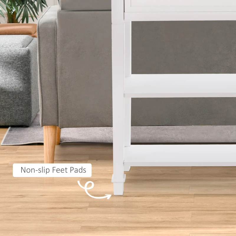 HOMCOM Modern Style Sofa Console Entry Hallway Table with Drawer and Shelves, Sturdy Build, and Large Storage, White