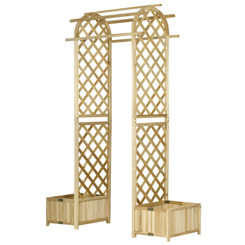 Outsunny 7.5' Wooden Wedding Arch, Garden Arch Arbor for Climbing Plants & Trellis Design, Great for Vines, or as Balloon Decoration Stand for Indoor Outdoor Ceremony, Party, Backdrop, Natural