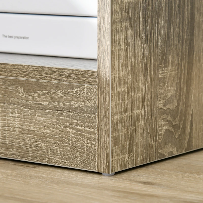 HOMCOM Modern Side Table with Drawer and Storage Shelf, End Table for Living Room, Gray Wood Grain