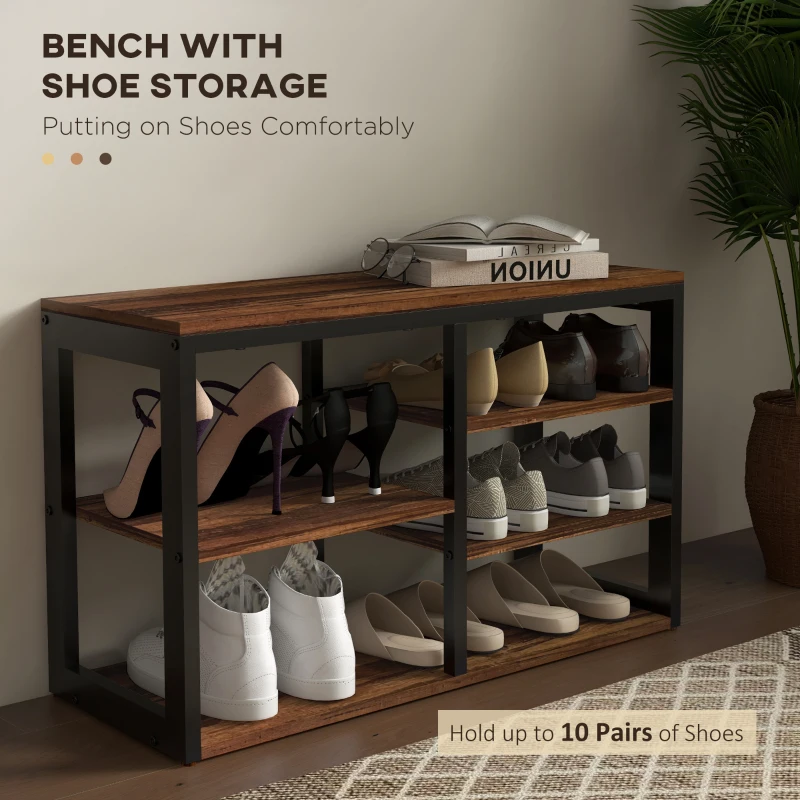 HOMCOM Hall Tree with Bench and Shoe Storage, 2-in-1 Entryway Storage Set with Shoe Bench and Coat Rack for Hallway