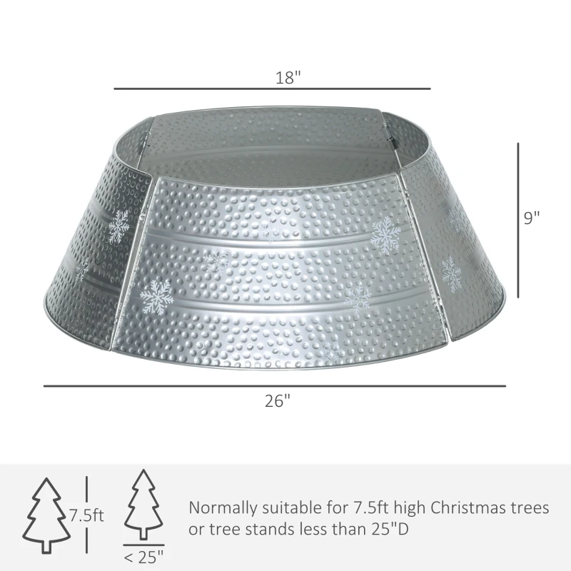 HOMCOM Christmas Tree Collar, Steel Tree Ring Skirt, Home Xmas Decoration for Christmas Tree, 26" x 26" x 9", Bright Silver