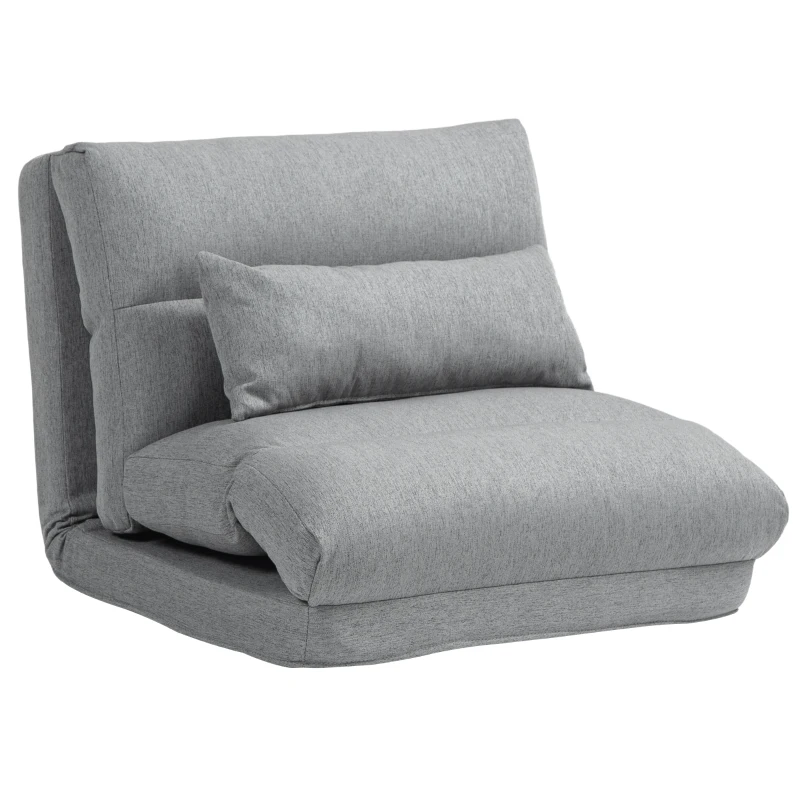 HOMCOM Floor Chair for Adults Floor Sofa Bed with 6-Position Adjustable Backrest Pillow for Reading Gaming Meditating Gray