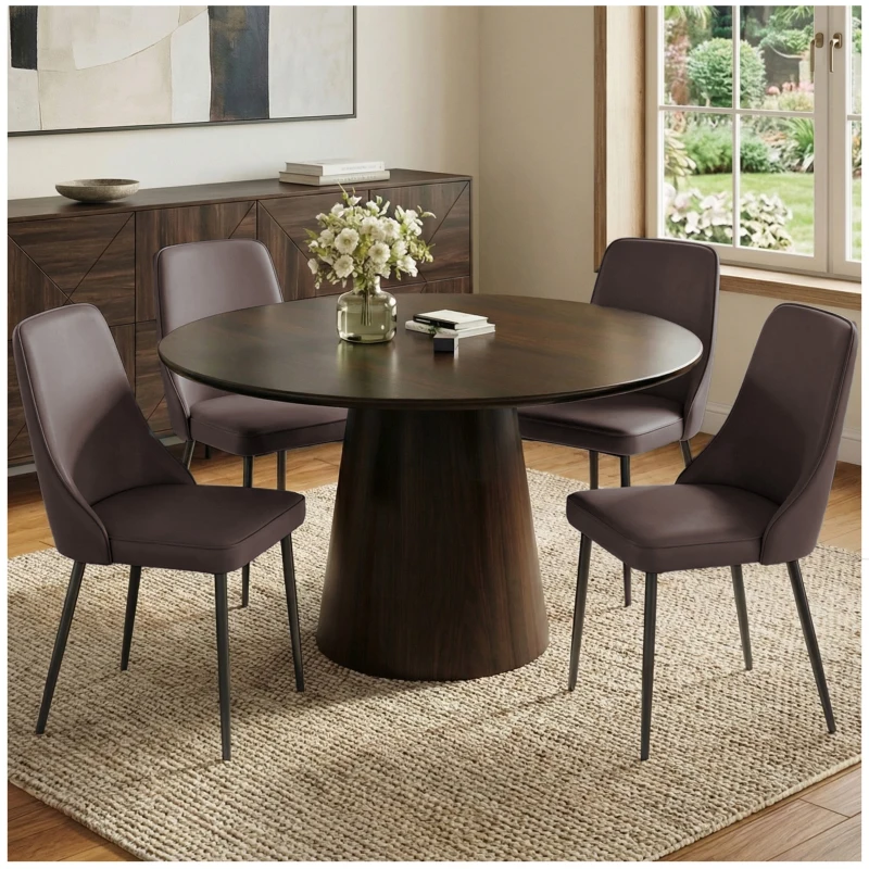 Modern Dining Chairs Set of 1, Upholstered Dining Room Chairs with Thick Cushions, Mid Century Modern Kitchen Chairs with Metal Legs for Kitchen/Living Room/Restaurant (1, Brown)