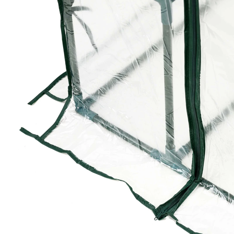 Outsunny 56" x 29" x 77" Mini Greenhouse Walk-in Greenhouse Garden Hot House with 2-Tier Shelving, Roll-Up Door & Weather Cover