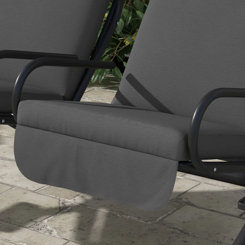 Outsunny 2-Seater Outdoor Porch Swing with Canopy, Patio Swing Chair for Garden, Poolside, Backyard, Gray