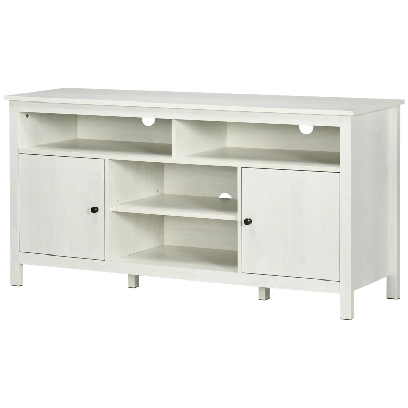 HOMCOM TV Stand for 65 Inch TVs, TV Cabinet with Wooden Shelves and Doors, Entertainment Center for Living Room, Bedroom, White