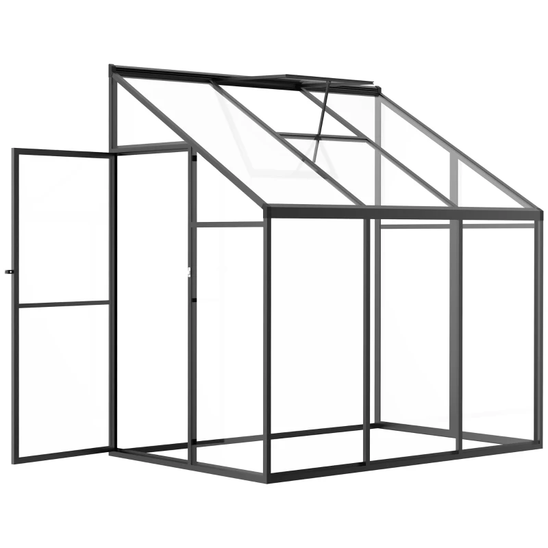 Outsunny 6' x 4' Aluminum Greenhouse Polystyrene Walk-in Garden Greenhouse with Adjustable Roof Vent and Lockable Door, Clear