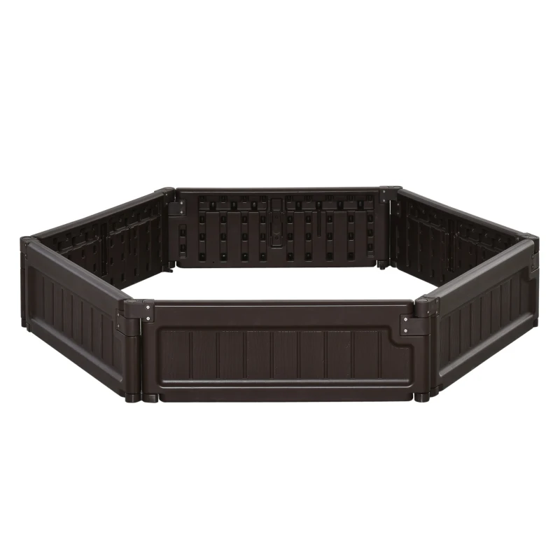 Outsunny 48" x 24" Raised Garden Bed Kit, Divisible Planting Box DIY Garden Elevated Planter for Outdoor & Indoor Backyard, Wood Imitating Grain, Easy Assembly, with 6 Stakes, Brown