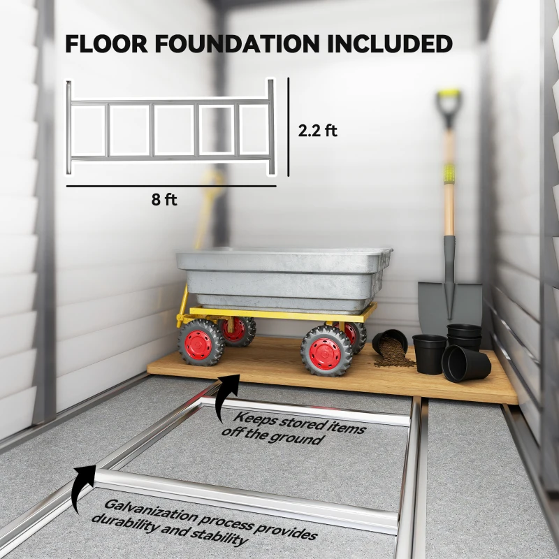 Outsunny 4.7' x 9' Outdoor Storage Shed, Lean to Metal Shed with Foundation Kit, Lockable Doors and Gloves for Patio, Lawn, Gray(m-5)