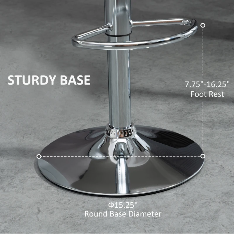 HOMCOM Set of 2 Adjustable Barstools with Footrest, Silver