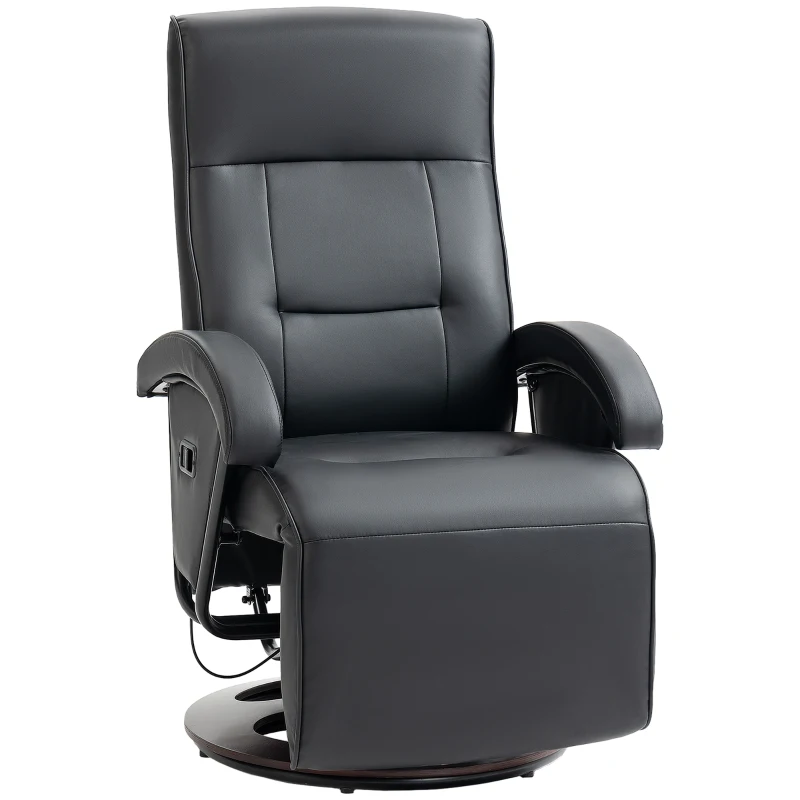 HOMCOM Swivel Recliner Chair with Footrest and Armrest, Black