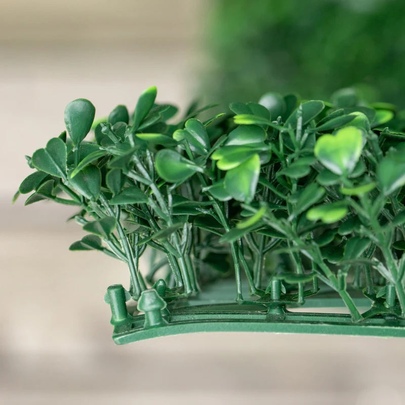 Outsunny 12 PCS Artificial Boxwood Panels Topiary Wall Greenery Backdrop, Privacy Hedge Screen 4 Layer Roll, Light Green