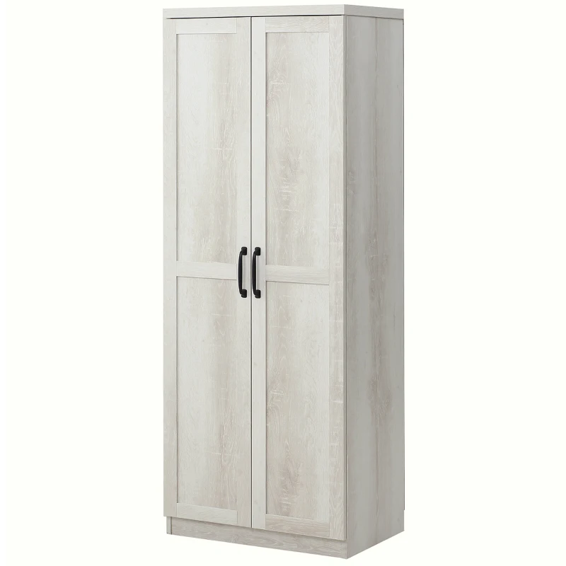 HOMCOM 63" 2-Door Kitchen Pantry, Freestanding Storage Cabinet with 2 Adjustable Shelves for Kitchen or Living Room, White