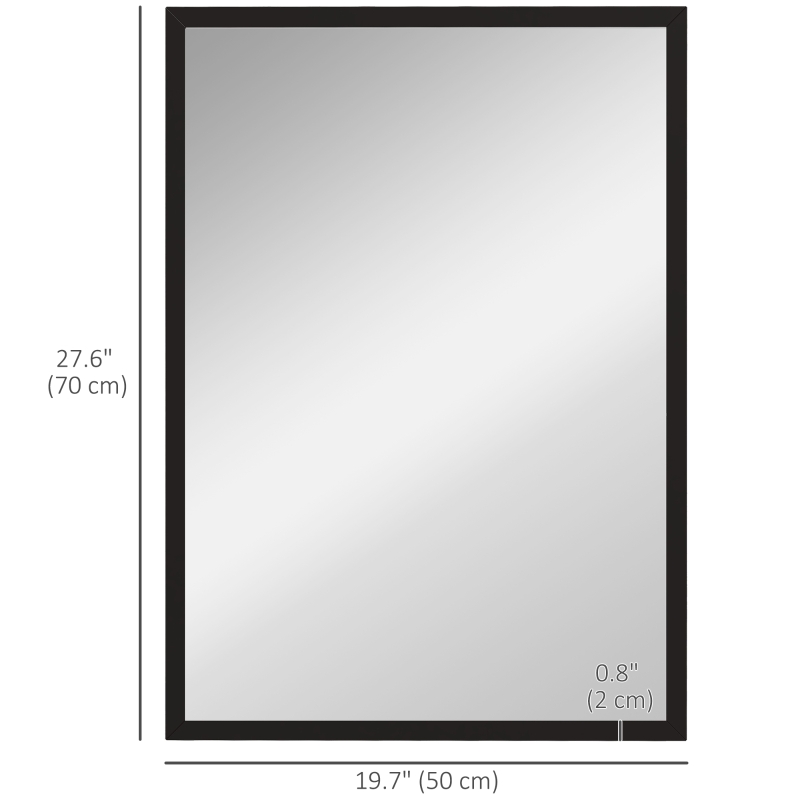 HOMCOM 20" x 28" Bathroom Mirror for Wall, Rectangular Mirror for Living Room, Bedroom, Entryway, Black