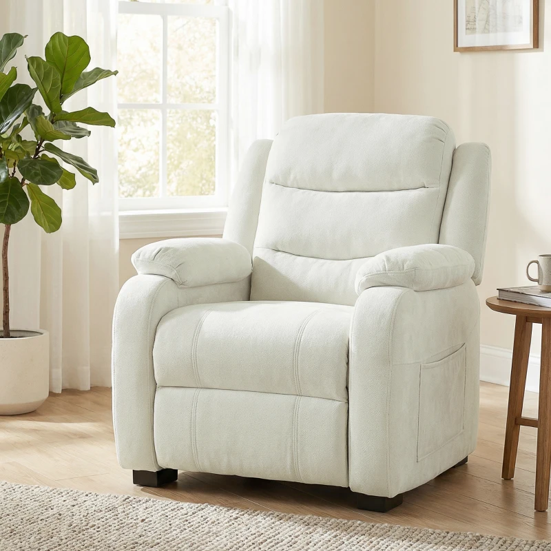 HOMCOM Massage Recliner Chair, Power Recliner with Quiet Brushless Motor, Remote, Pockets, 2 Memory Positions, Beige