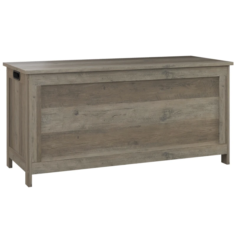 HOMCOM Storage Trunk with 2 Safety Hinges, Entryway Bench with Side Handles, Storage Chest for Living Room, Distressed Grey
