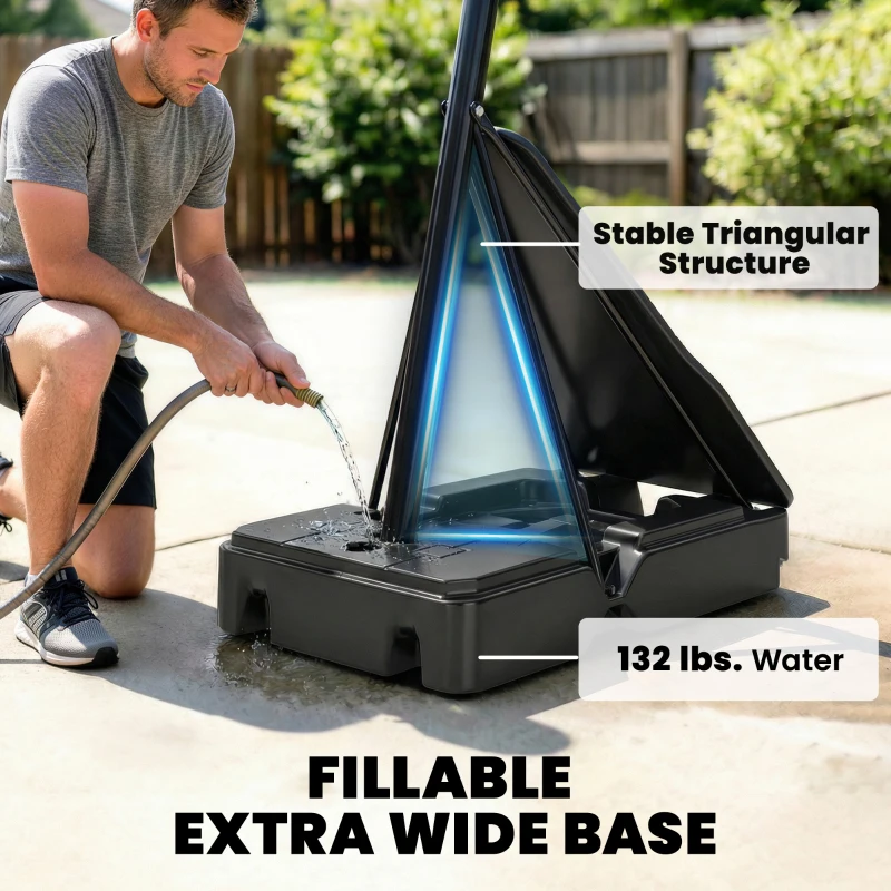 Soozier Portable Basketball Hoop Outdoor, 8-10ft Adjustable Basketball Goal, 43 Inch Shatterproof Backboard, Hand-Crank Lift