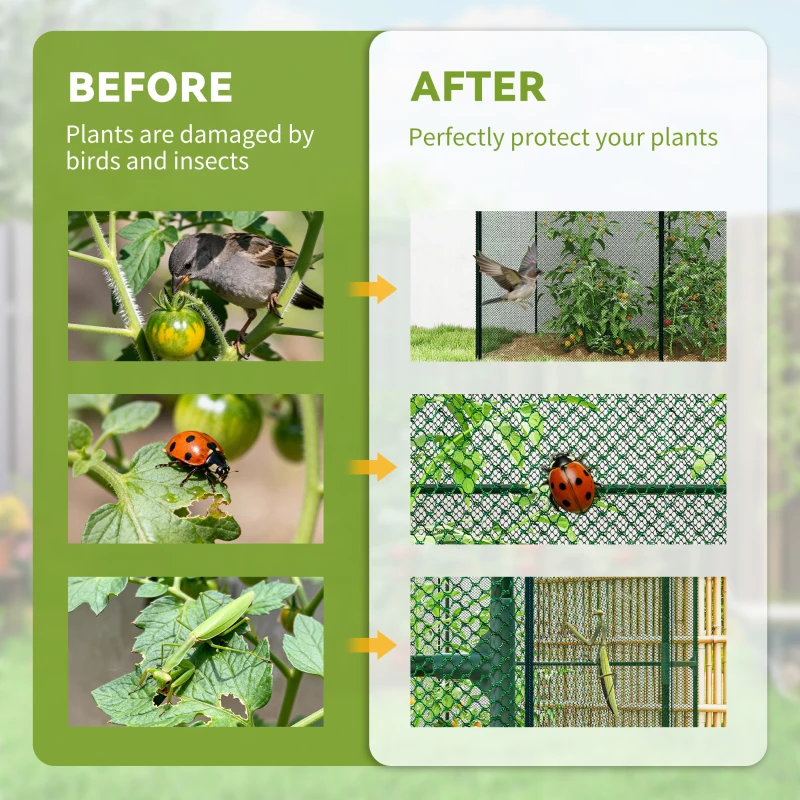 Outsunny 6' x 4' x 6' Crop Cage, Plant Protection Tent with Zippered Doors for Vegetable Garden, Backyard, Green