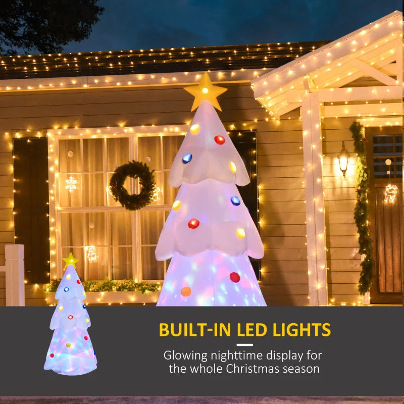 HOMCOM 8ft Christmas Inflatable Glowing Christmas Tree, Outdoor Blow-Up Yard Decoration with LED Lights Display