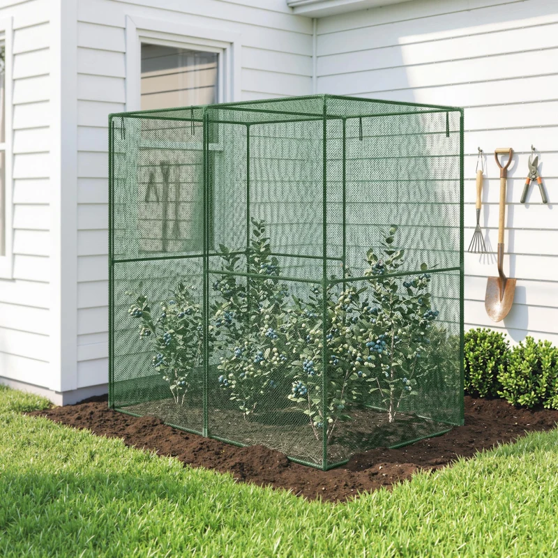 Outsunny 6' x 4' x 6' Crop Cage, Plant Protection Tent with Zippered Doors for Vegetable Garden, Backyard, Green