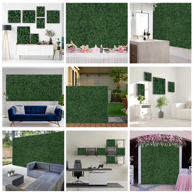 Outsunny 12 PCS Artificial Boxwood Panels Topiary Wall Greenery Backdrop, Privacy Hedge Screen 4 Layer Roll, Light Green