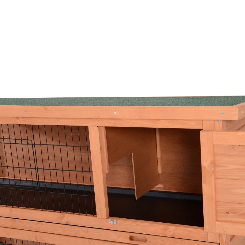 PawHut 54" 2-Story Large Rabbit Hutch Bunny Cage Wooden Pet House Small Animal Habitat Lockable Doors, Tray, Roof, Orange