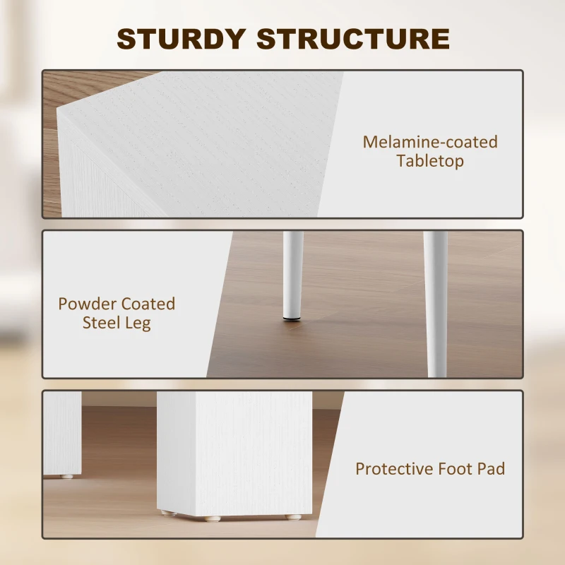 HOMCOM Dining Table Set for 2, Square Kitchen Table and Chairs, Dining Room Table and PU Leather Upholstered Chairs, White