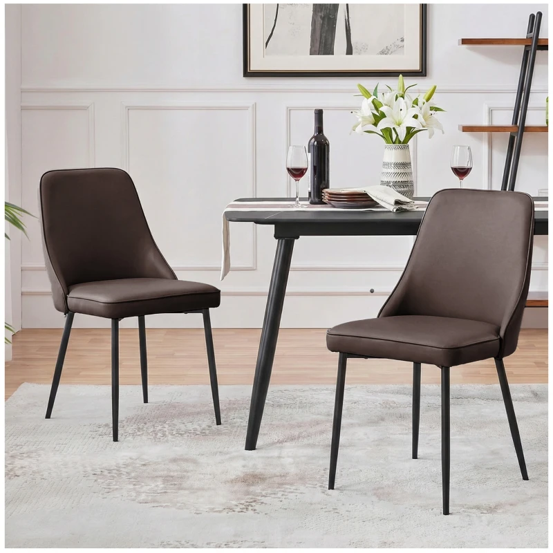 Modern Dining Chairs Set of 1, Upholstered Dining Room Chairs with Thick Cushions, Mid Century Modern Kitchen Chairs with Metal Legs for Kitchen/Living Room/Restaurant (1, Brown)