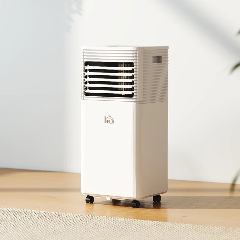 HOMCOM 10000 BTU Mobile Air Conditioner for Cooling and Dehumidifying, Remote Control, 24H Timer, LED Display, White