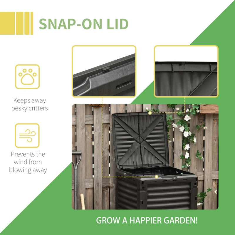 Outsunny Garden Compost Bin 80 Gallon Outdoor Large Capacity Composter Fast Create Fertile Soil Aerating Box, Yellow