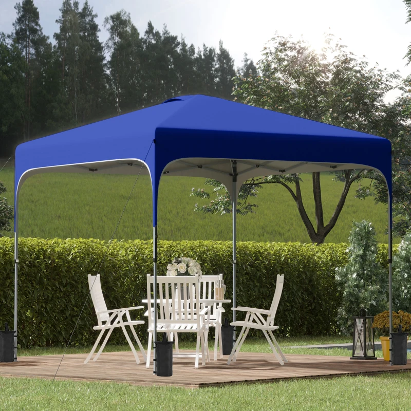Outsunny 8' x 8' Pop Up Canopy Tent with Wheeled Carry Bag and 4 Sandbags, Instant Sun Shelter, Tents for Parties, Height Adjustable, for Outdoor, Garden, Patio, Royal Bue